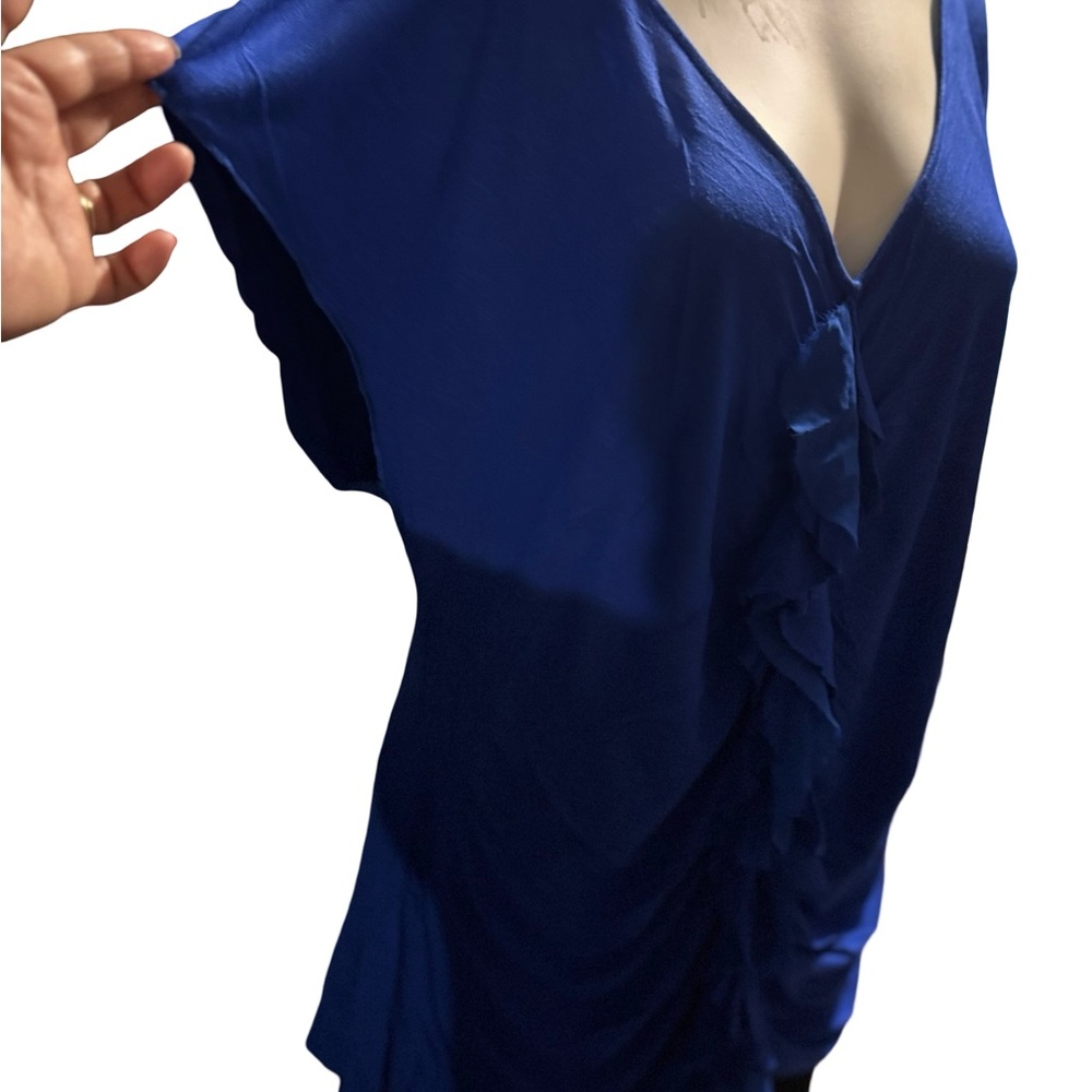 RAFFAELLO ROSSI Royal Blue Ruffle Blouse - Picture 12 of 14